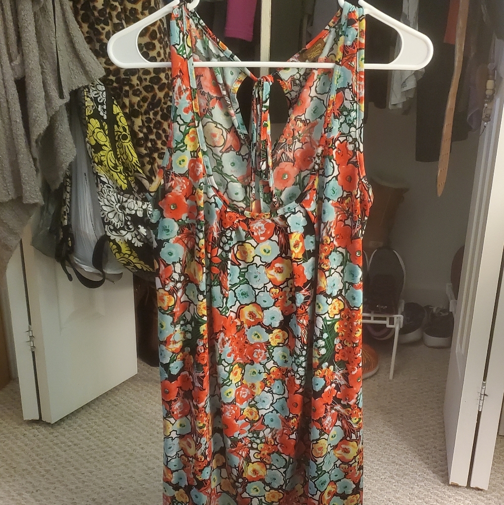Copper Key Floral Print Tank Dress